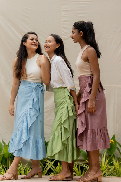Lincell Wrap around skirt- Blue Mist