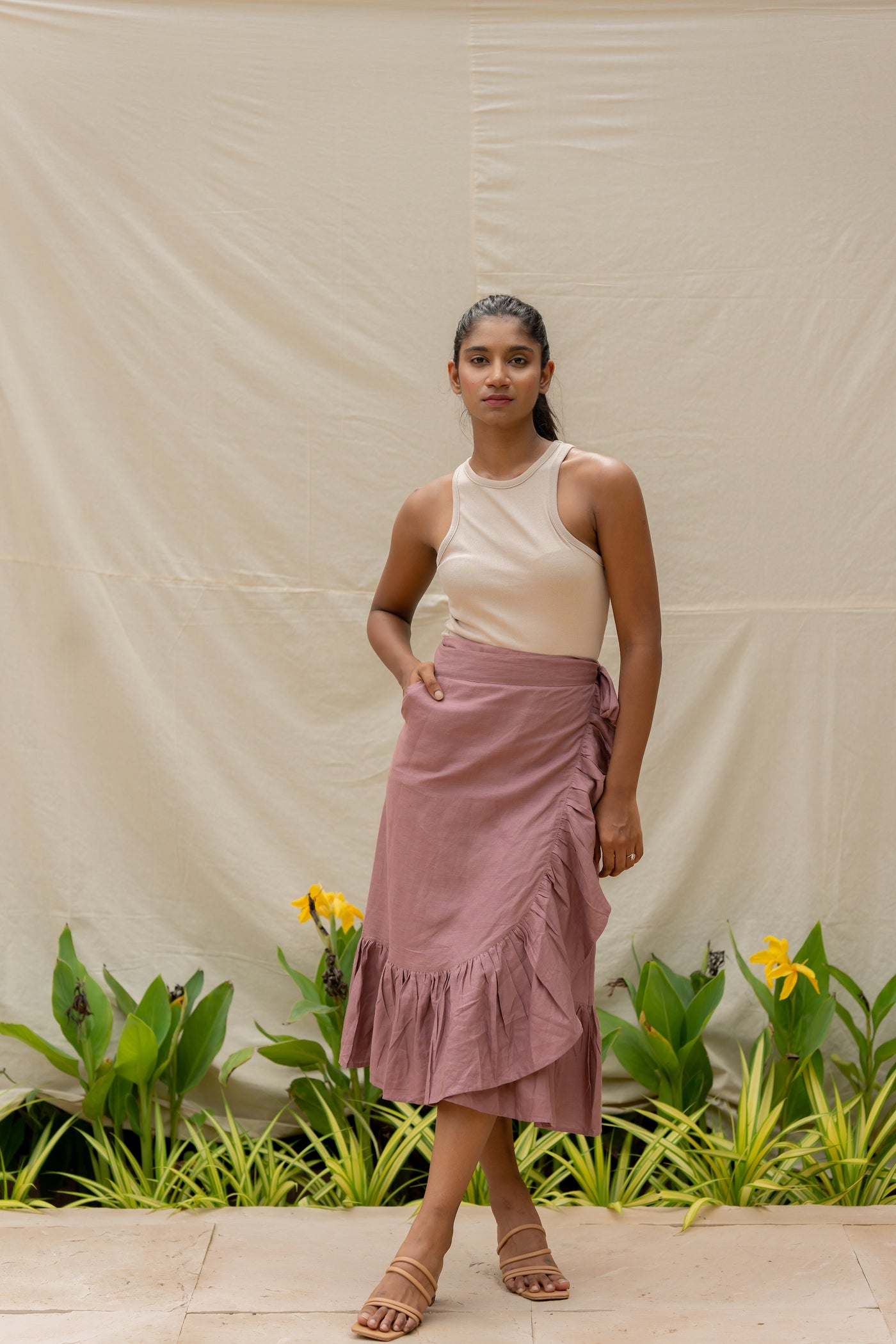 Lincell Wrap around skirt-Woodrose