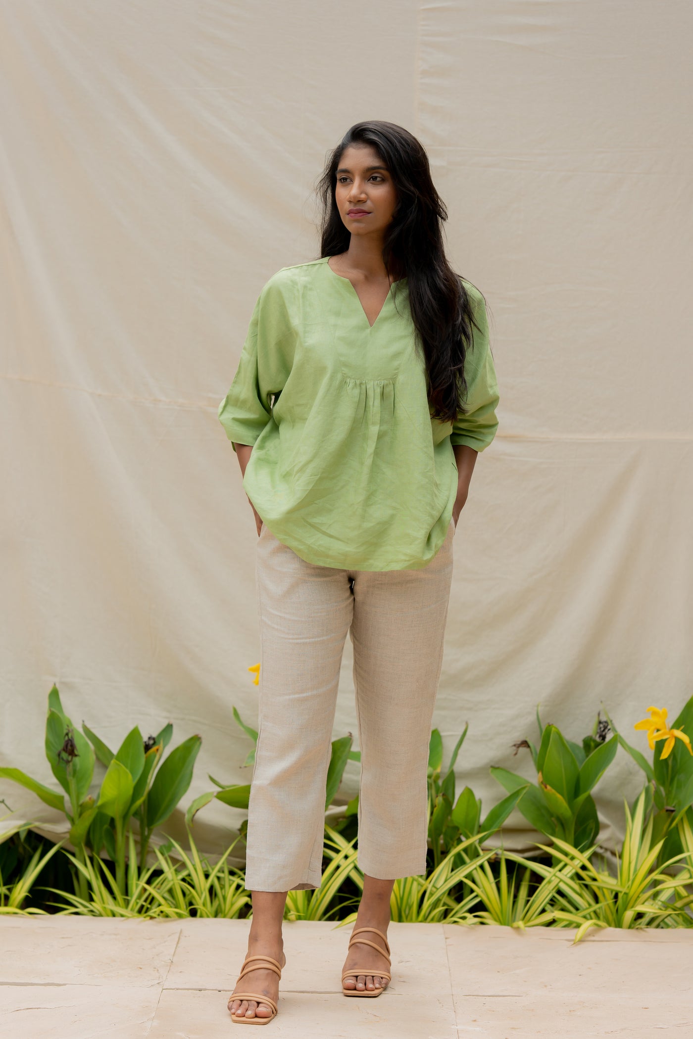 Lincell All Day Top- Moss Green