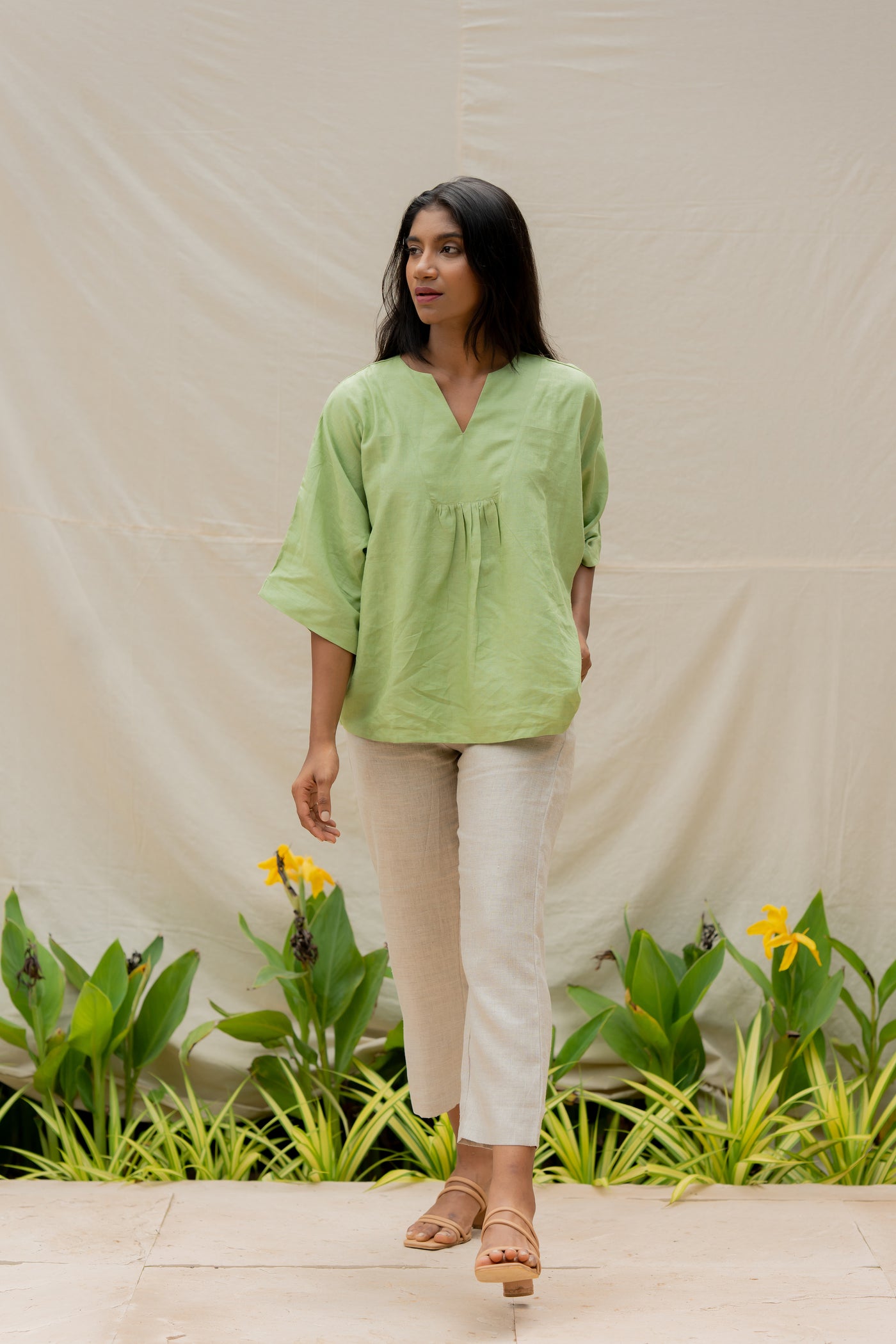 Lincell All Day Top- Moss Green
