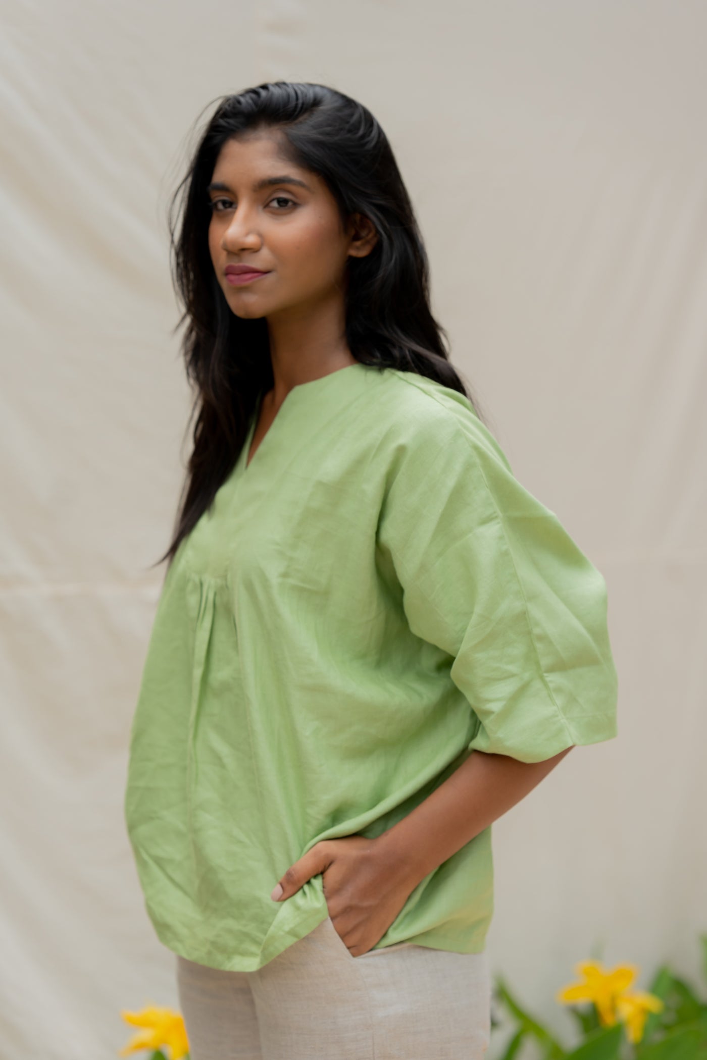 Lincell All Day Top- Moss Green