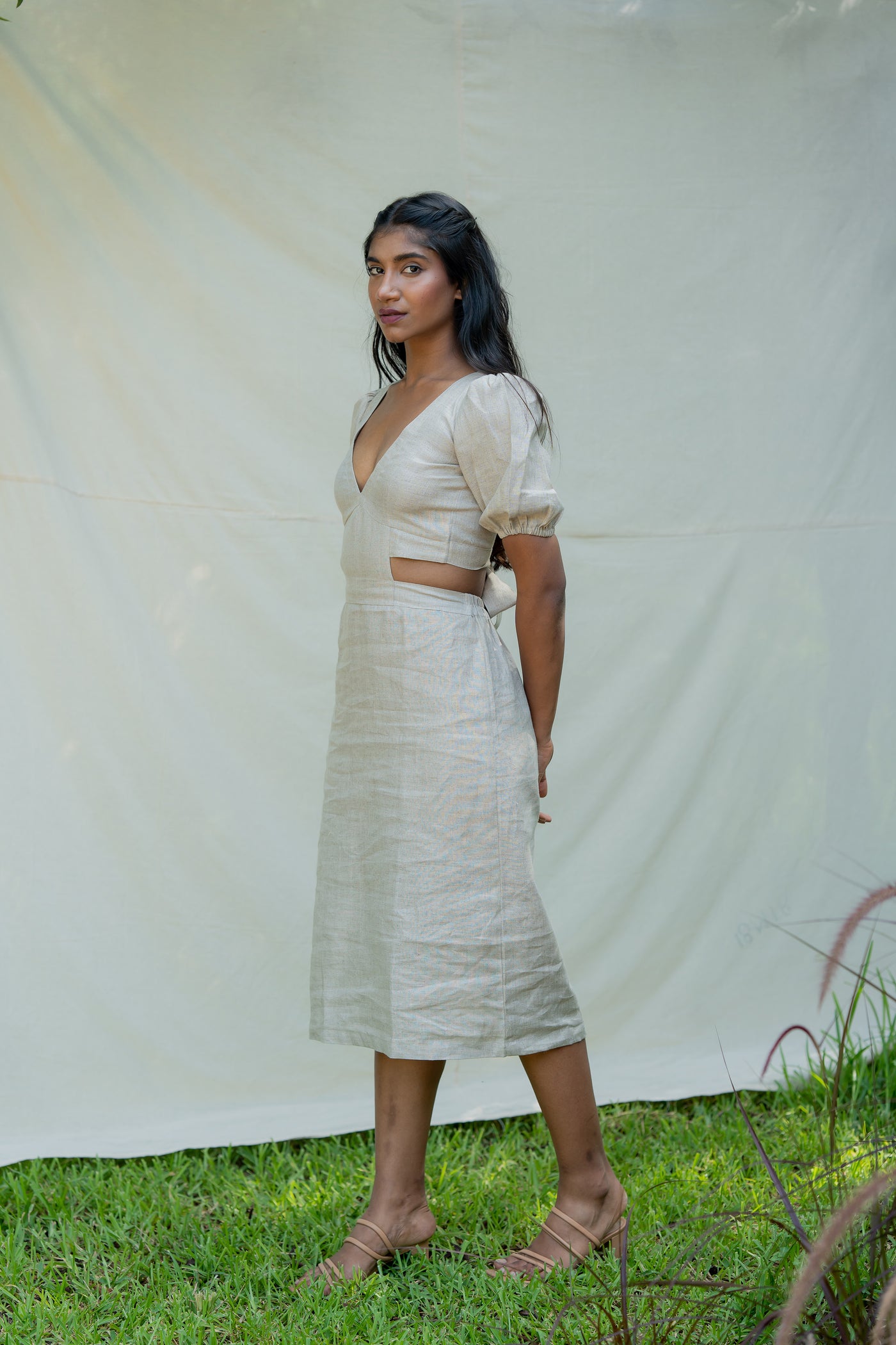 Hemp cutout miDi dress