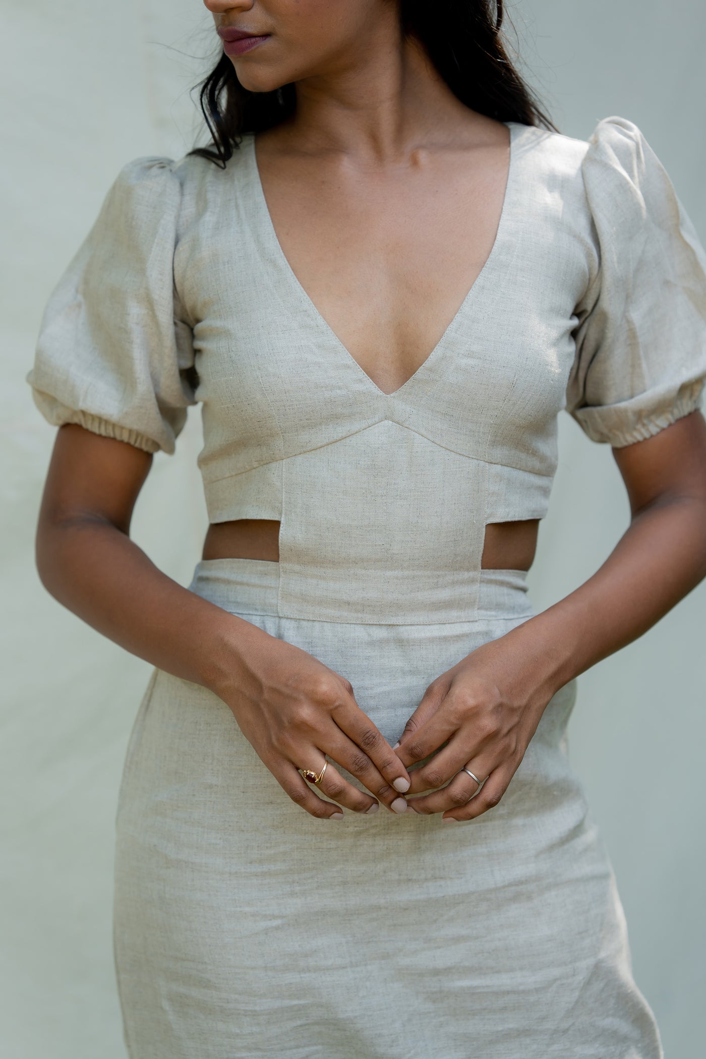 Hemp cutout miDi dress