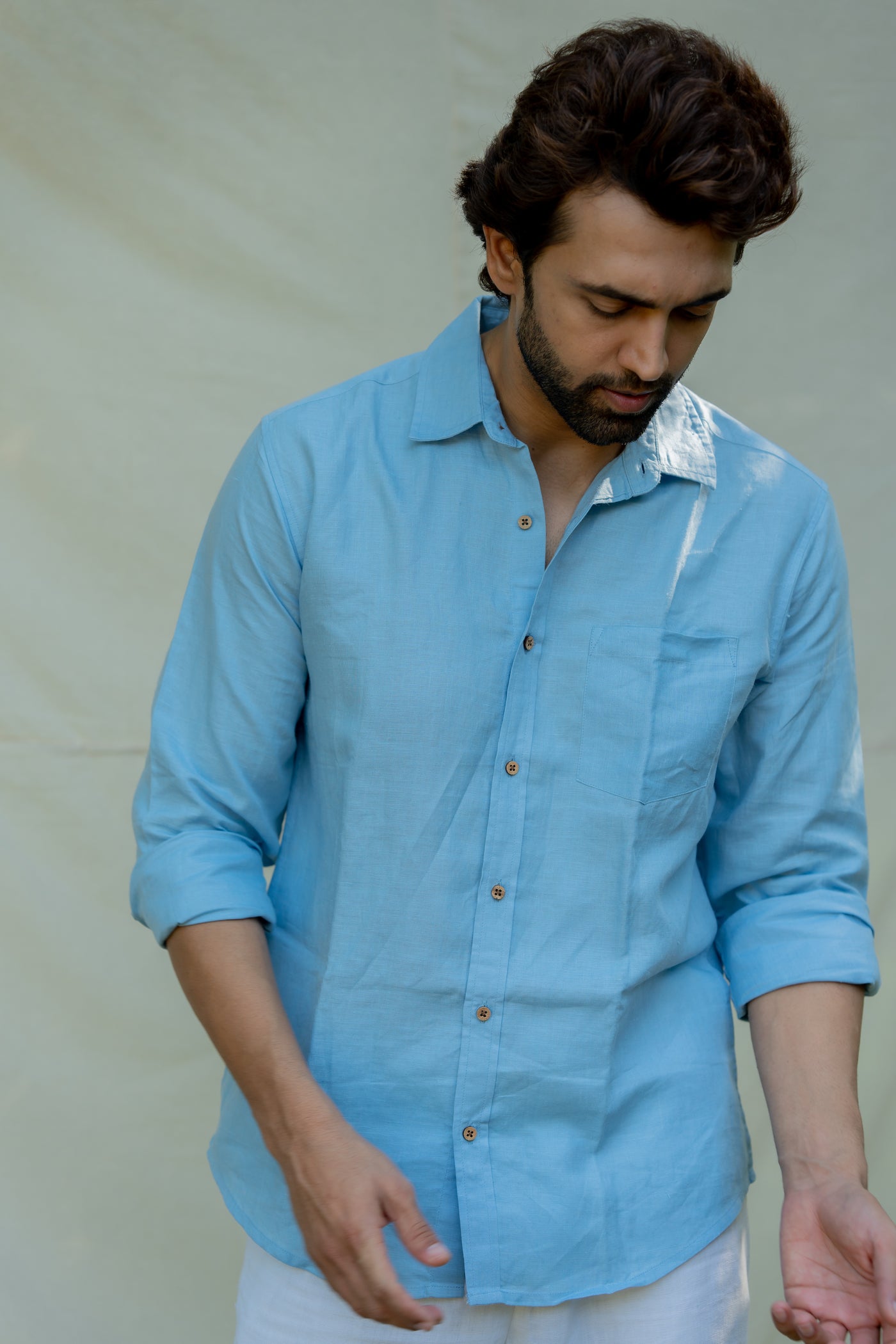 Lincell Regular Menswear Shirt- blue mist