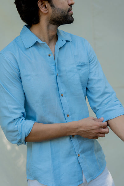 Lincell Regular Menswear Shirt- blue mist