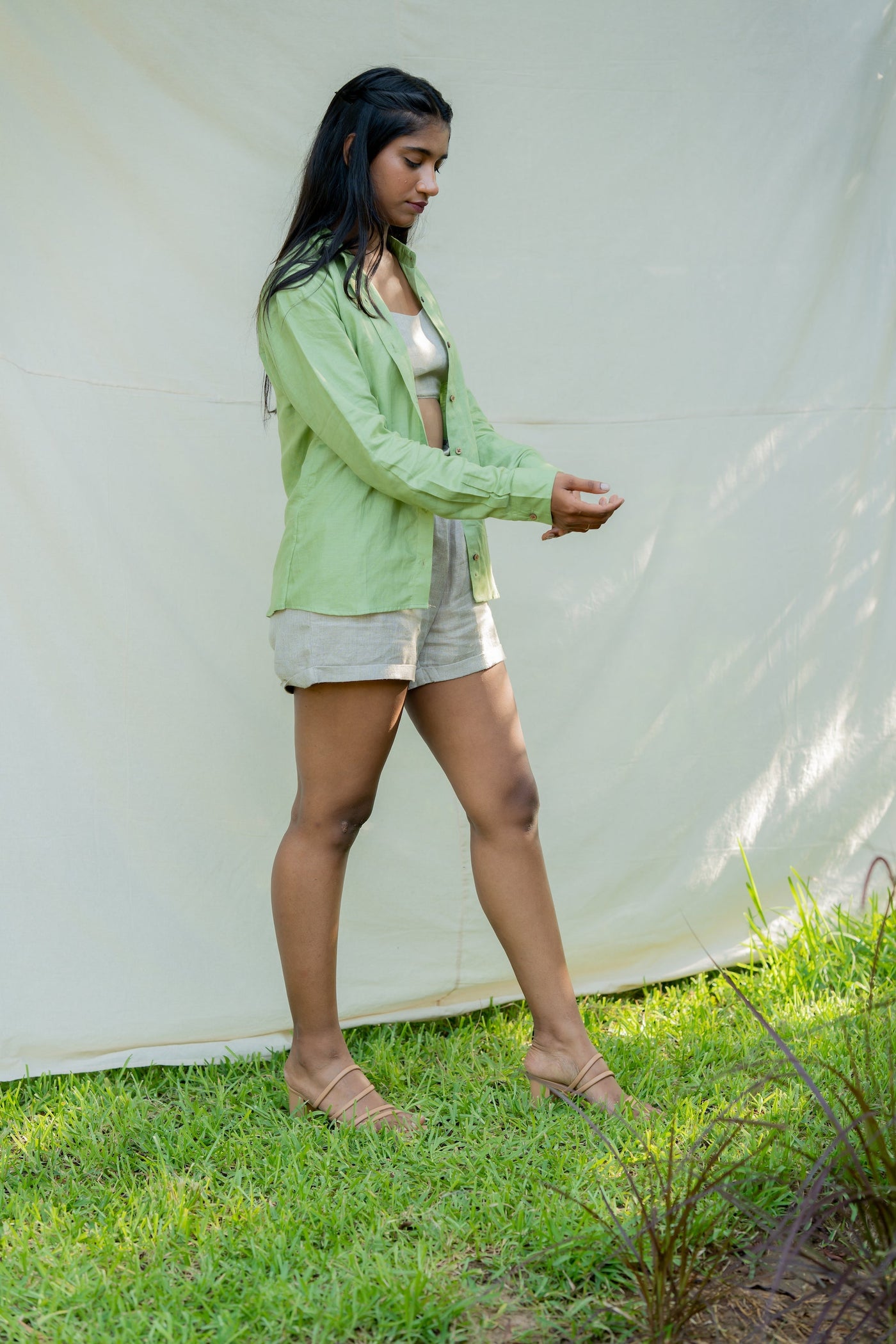 Lincell Oversized Shirt- Moss Green