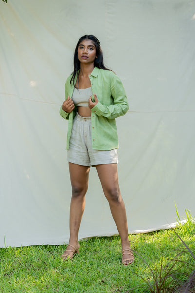 Lincell Oversized Shirt- Moss Green