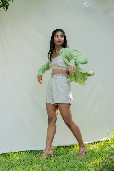 Lincell Oversized Shirt- Moss Green