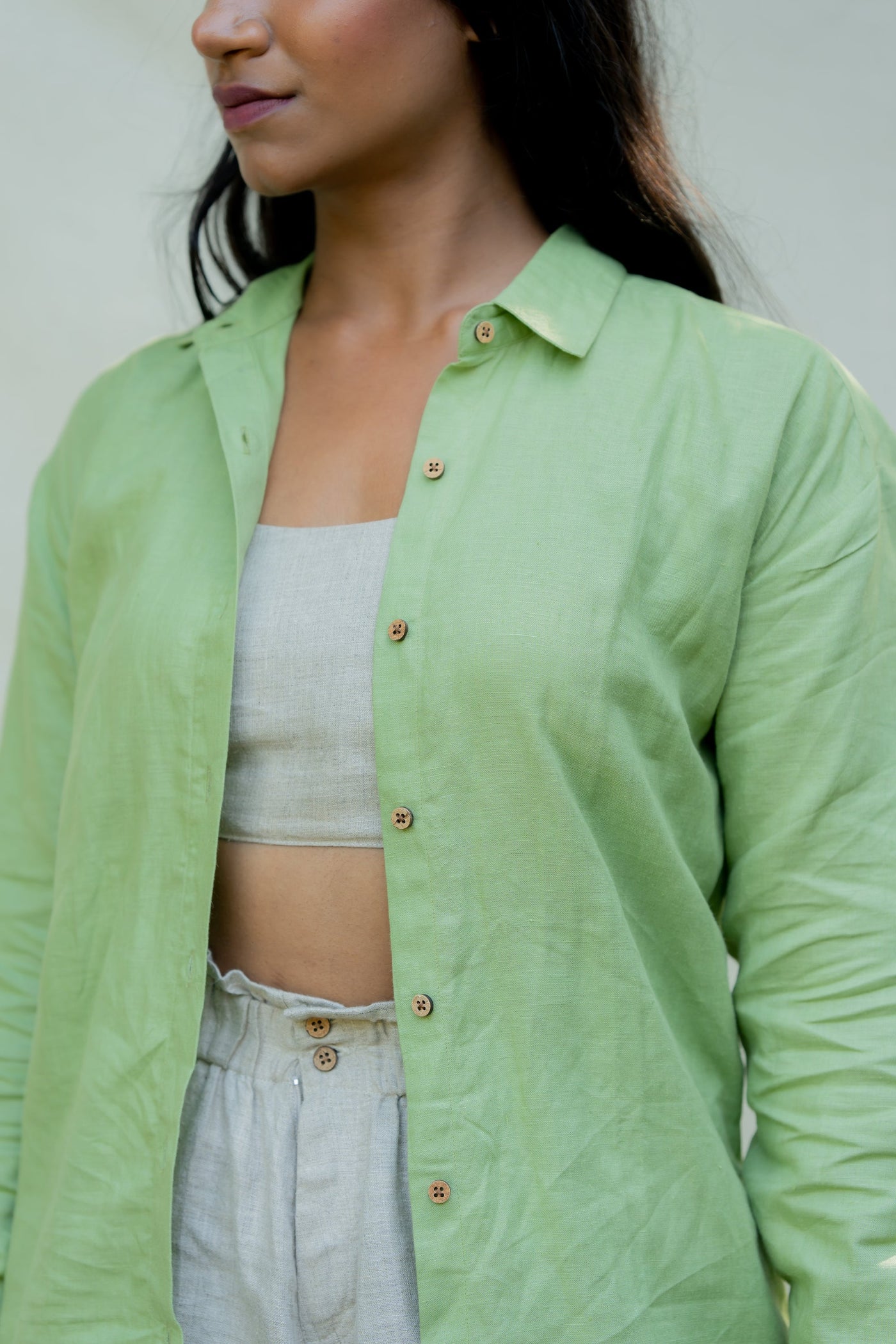 Lincell Oversized Shirt- Moss Green