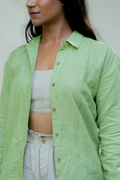 Lincell Oversized Shirt- Moss Green