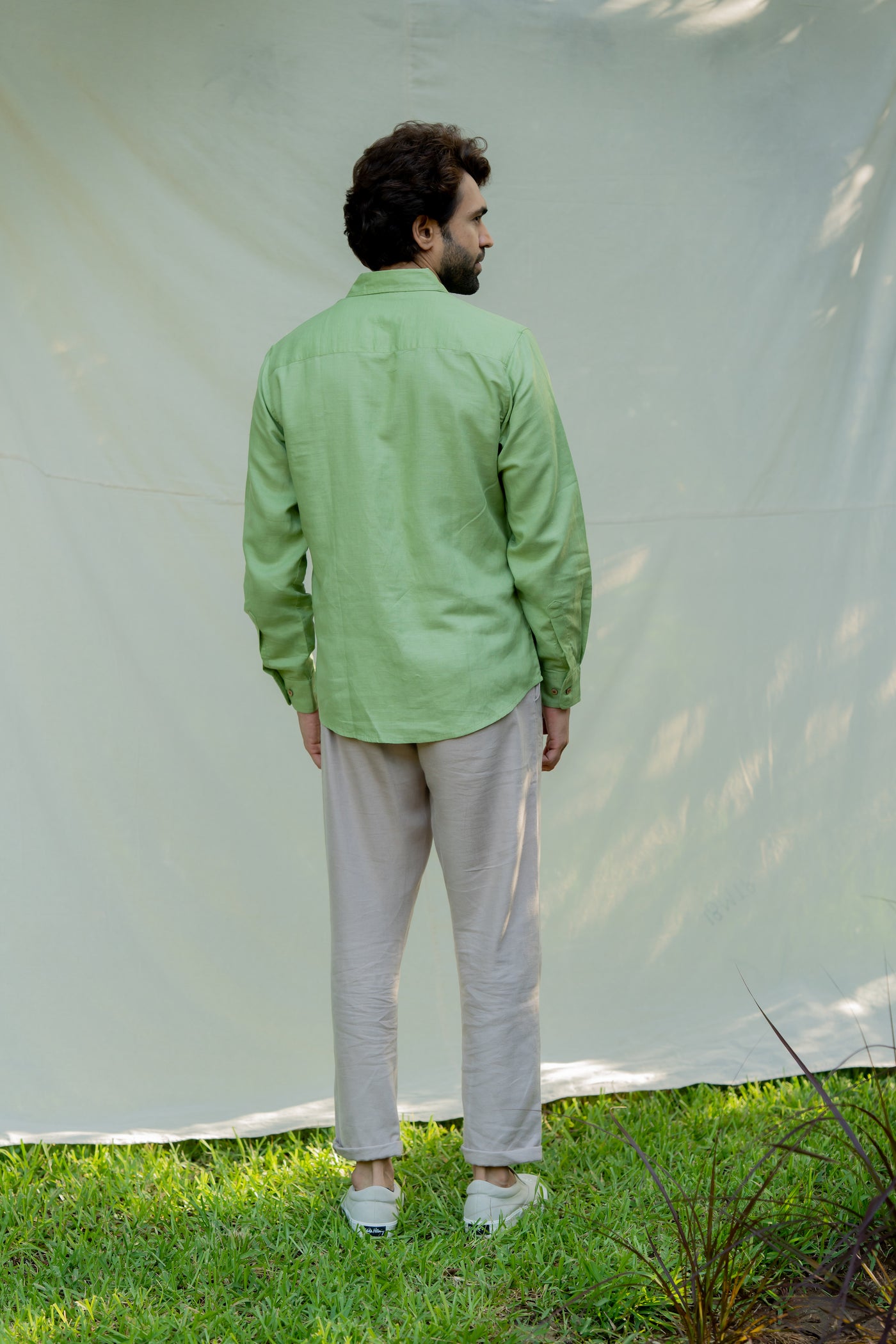 Lincell Regular menswear shirt- moss green