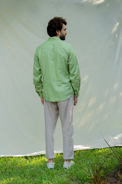 Lincell Regular menswear shirt- moss green