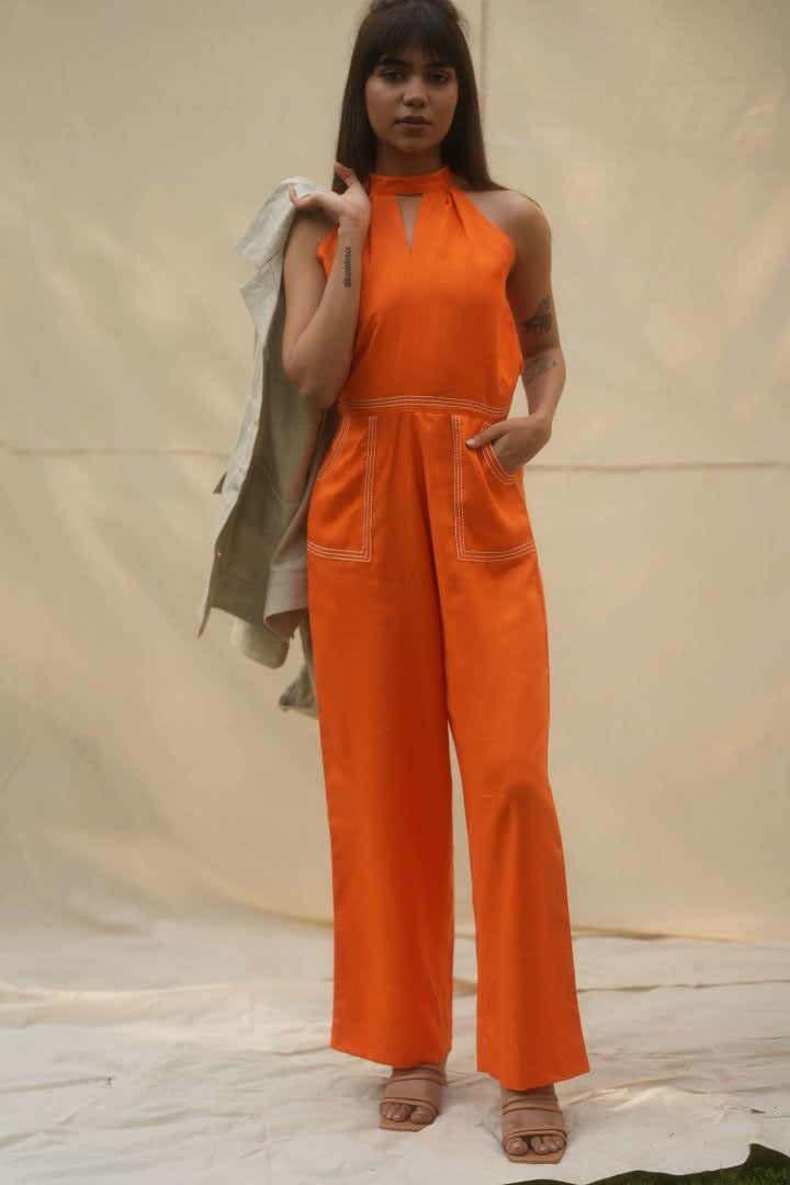 Tencel Halter neck jumpsuit
