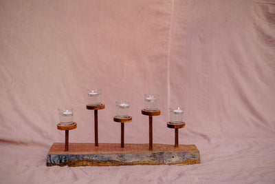 Flat teakwood candle stand