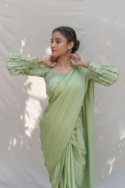 Lincell Block printed crop top - Moss green