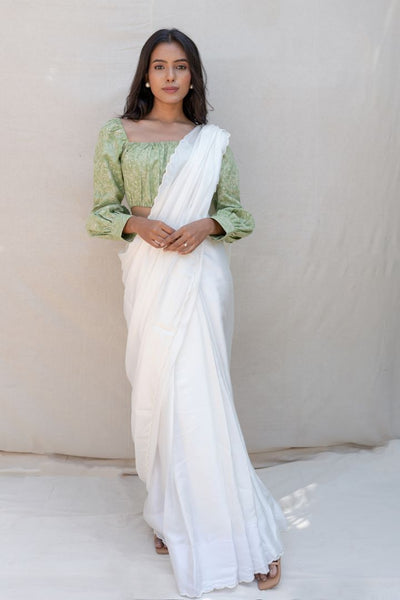 Rose silk organza saree- Gypsy white