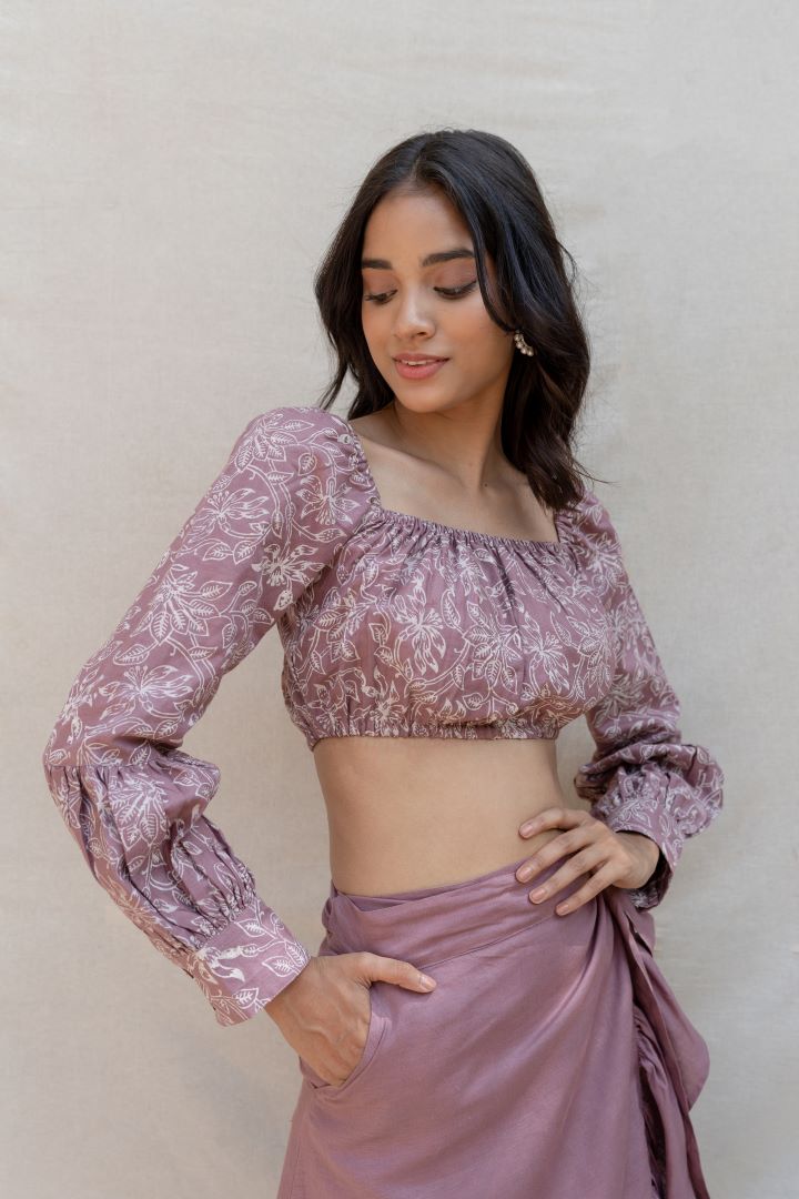 Lincell Block printed crop top - Woodrose